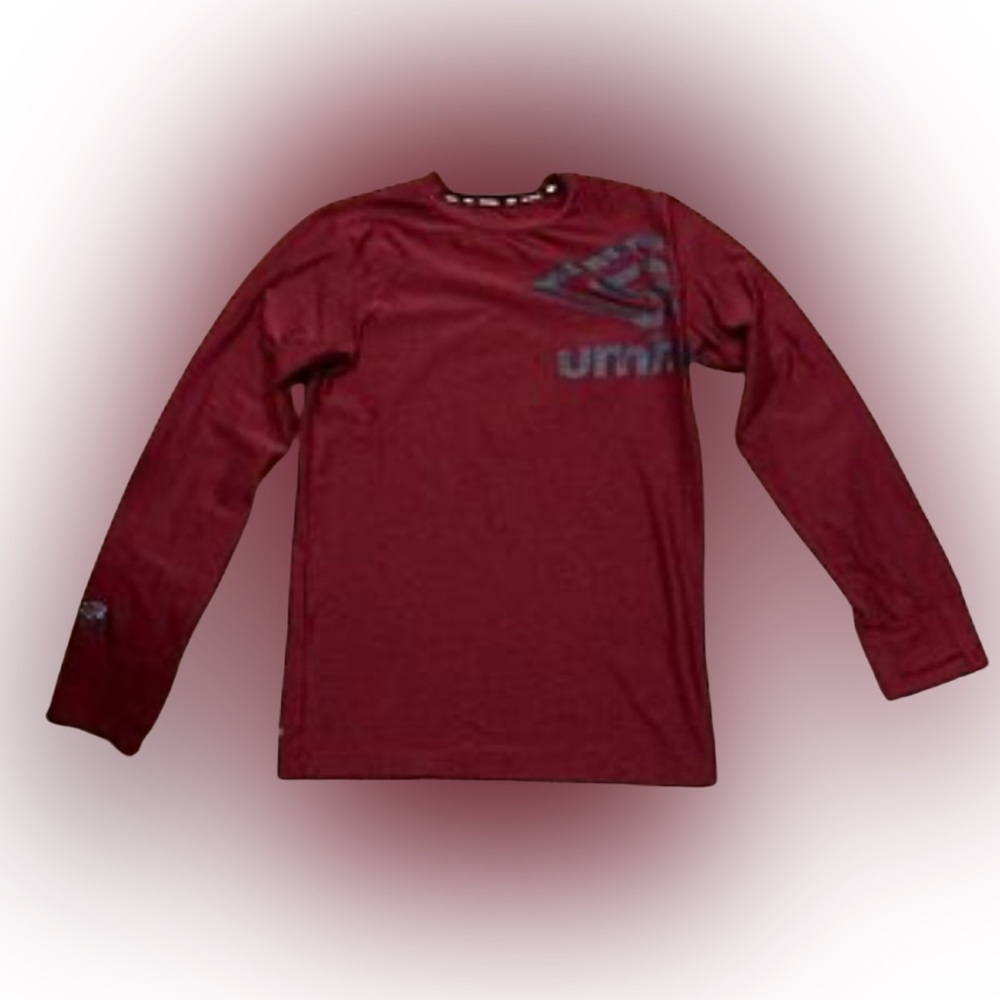 Umbro soccer maroon red long sleeve active athletic soccer sports t shirt